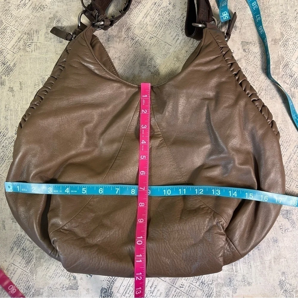 BCBGMAXAZRIA Large Buttery Soft Leather Hobo Bag Slouchy Shoulder Purse